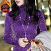 Image of Winter Autumn Thick Warm Women Elegant Lace Blouses Shirts