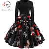 Image of Winter Christmas Dresses Women 50S 60S Vintage Robe Swing Pinup