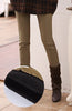 Image of Winter warm women stretch high elastic waist casual cotton pants