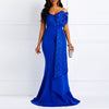 Image of Women Off Shoulder Long Dress Sexy Mermaid Slash Neck