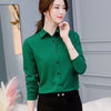 Image of Women Office Lady Shirts Spring Long Sleeve Slim White Chiffon