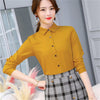 Image of Women Office Lady Shirts Spring Long Sleeve Slim White Chiffon
