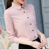 Image of Women Office Lady Shirts Spring Long Sleeve Slim White Chiffon