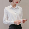 Image of Women Office Lady Shirts Spring Long Sleeve Slim White Chiffon