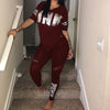 Image of Women Two Piece Set Summer Pink Letter Print Tracksuits