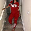 Image of Women Two Piece Set Summer Pink Letter Print Tracksuits
