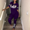 Image of Women Two Piece Set Summer Pink Letter Print Tracksuits