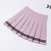 Image of XS-XXL Four Colors High Waist A-Line Women Skirt Striped Stitching Sailor Pleated Skirt Elastic Waist Sweet Girls Dance Skirt