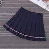 Image of XS-XXL Four Colors High Waist A-Line Women Skirt Striped Stitching Sailor Pleated Skirt Elastic Waist Sweet Girls Dance Skirt