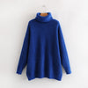 Image of Oversized Turtleneck Sweater Hot pink Mustard Color Loose Knitted Jersey