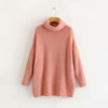 Image of Oversized Turtleneck Sweater Hot pink Mustard Color Loose Knitted Jersey