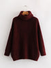 Image of Oversized Turtleneck Sweater Hot pink Mustard Color Loose Knitted Jersey