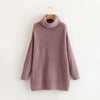 Image of Oversized Turtleneck Sweater Hot pink Mustard Color Loose Knitted Jersey