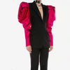 Image of Patchwork Hit Color Women's Blazer Puff Sleeve Notched Female Blazers