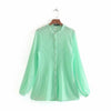 Image of new women long sleeve chiffon pleated blouse shirts