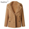 Image of Plus Size Warm Thick Faux Fur Jacket Coat Pockets Plush Overcoat Outwear
