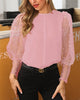 Image of Women Long Sleeve Sheer Mesh Blouse Sexy Lantern Sleeve Tops