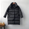Image of New Winter Hooded Long Sleeve Solid Color Cotton-padded Warm Loose Long