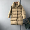 Image of New Winter Hooded Long Sleeve Solid Color Cotton-padded Warm Loose Long
