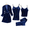 Image of Warm Winter Pajamas Sets Women Sexy Lace Robe Pajamas Sleepwear Kit Sleeveless Nightwear