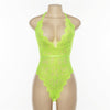 Image of Cryptographic Backless halter lace bodysuit