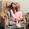 Image of JULY'S SONG 2 Piece Autumn Women Sleepwear Faux Silk Satin Pajamas Set Long Sleeve Sleepwear Pajamas Suit Female Homewear