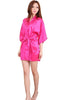 Image of Women Silk Satin Short Night Robe Solid Kimono