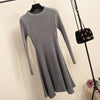 Image of Women Long Sleeve Sweater Dress Women's Irregular Hem Casual Autumn and Winter Dress