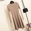 Image of Women Long Sleeve Sweater Dress Women's Irregular Hem Casual Autumn and Winter Dress