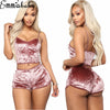 Image of US Women 2pcs Velvet Sleepwear Sexy Spaghetti Strap Velvet
