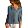 Image of 2020 Long Sleeve Women Blouses and Skew Collar Solid Office Shirt Casual