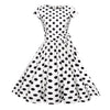 Image of Black White Polka Dot Vintage Dress Summer Women Floral Print Short Sleeve Retro Robe Rockabilly Dresses Party Jurkjes