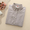 Image of Women Blouses Long Sleeve Oxford Ladies Office Long Sleeve Shirts