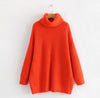 Image of Oversized Turtleneck Sweater Hot pink Mustard Color Loose Knitted Jersey