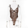Image of transparent mesh bow sexy jumpsuit catsuit straps bodysuits thong