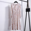 Image of Summer Korean Chiffon Women Dress Elegant Ladies Vintage Long Dress Boho Floral Office Long Sleeve Vestidos Clothing 5LYQ003
