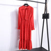 Image of Summer Korean Chiffon Women Dress Elegant Ladies Vintage Long Dress Boho Floral Office Long Sleeve Vestidos Clothing 5LYQ003