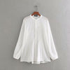 Image of new women long sleeve chiffon pleated blouse shirts