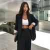 Image of Elegant Black Single-breasted Women Blazer