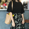 Image of Casual Solid Ladies Black White Cotton Oversize T Shirt