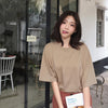 Image of Casual Solid Ladies Black White Cotton Oversize T Shirt