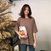 Image of Casual Solid Ladies Black White Cotton Oversize T Shirt