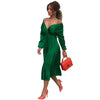 Image of Women Off Shoulder Long Sleeve V Neck Elegant Fit Flare Dress