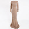 Image of 2020 Elegant O Neck Long Sleeve Sparkle Sequin Maxi Dress