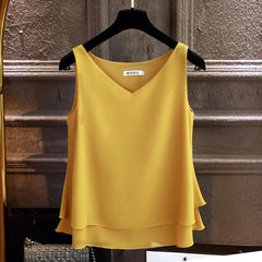 2020 Fashion Brand Women's blouse Summer sleeveless Chiffon shirt