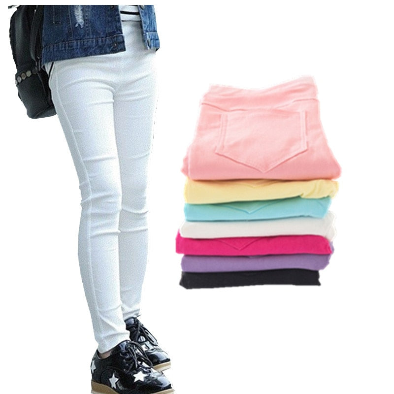 Elastic Pencil Trousers Child Solid Leggings