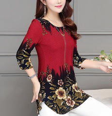2020 New Arrival Fashion Summer Three Quarter Slim floral long Shirt