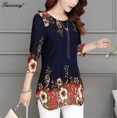 2020 New Arrival Fashion Summer Three Quarter Slim floral long Shirt