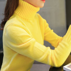 Women Knitted Sweaters Pullovers Turtleneck Long Sleeve