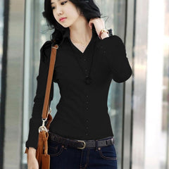 Summer Qualities Women's Office Lady Formal Party Long Sleeve Slim Collar Blouse